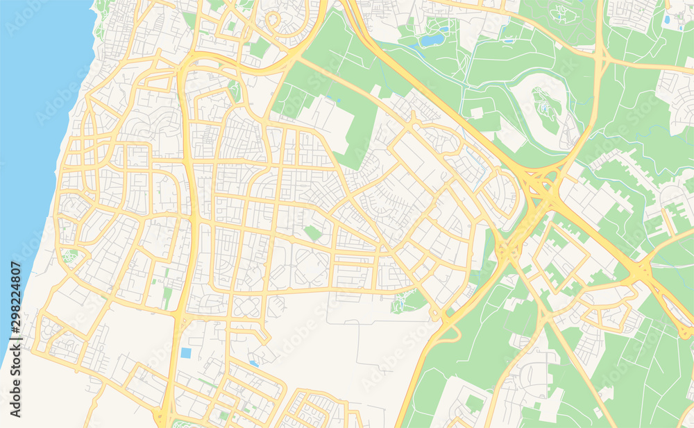 Printable street map of Holon, Israel