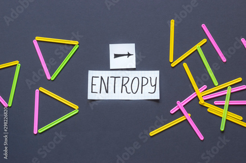 Word Entropy on the dark background, chaos and order concept.