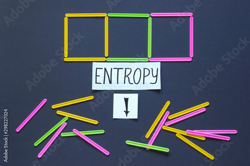Φωτογραφία Word Entropy on the dark background, chaos and order concept.