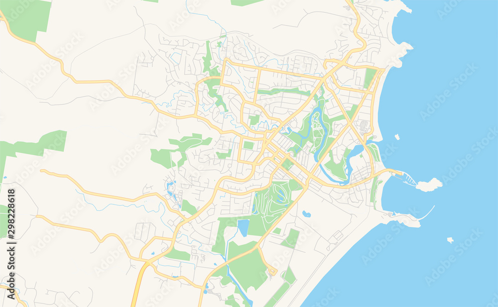 Printable street map of Coffs Harbour, Australia