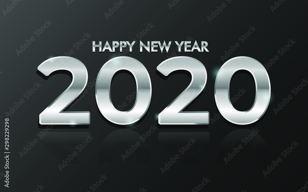 Silver Happy New Year 2020. Twenty Twenty Silver Happy New Year 2020. Twenty Twenty