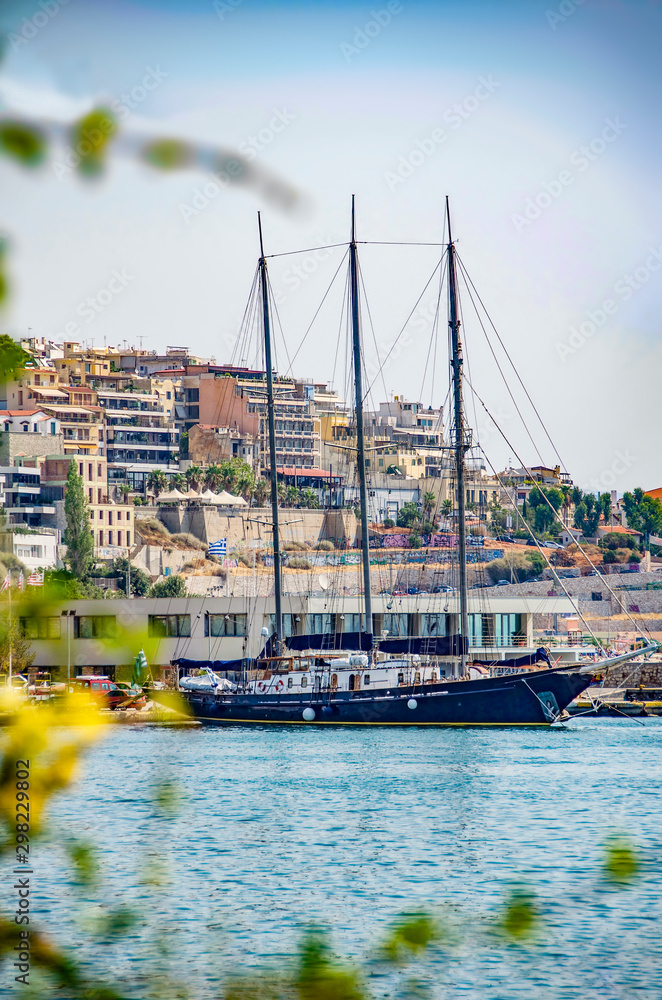 Luxury 3masts yacht  aat marina Zeas in Pireaus port,Greece