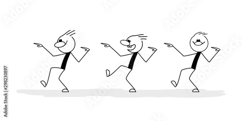 Doodle stick figure: Dancing men. Vector.