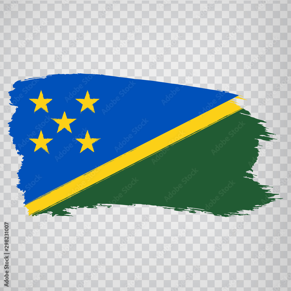 Flag Solomon islands from brush strokes. Flag of Solomon islands on transparent background for your web site design, logo, app, UI. Oceania. Stock vector.  EPS10.