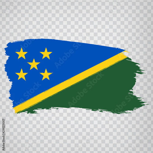 Flag Solomon islands from brush strokes. Flag of Solomon islands on transparent background for your web site design, logo, app, UI. Oceania. Stock vector. EPS10.