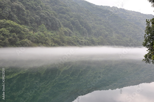 water covered by fogs
