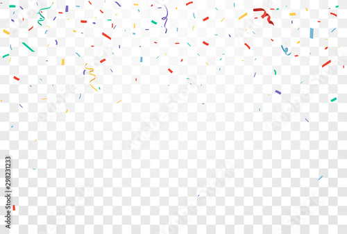 Colorful Confetti and ribbon celebrations design isolated on transparent background