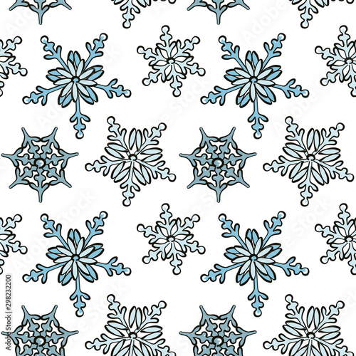 Snowflake hand-drawn pattern, repetiotion design, modern Christmas  decoration cover background photo