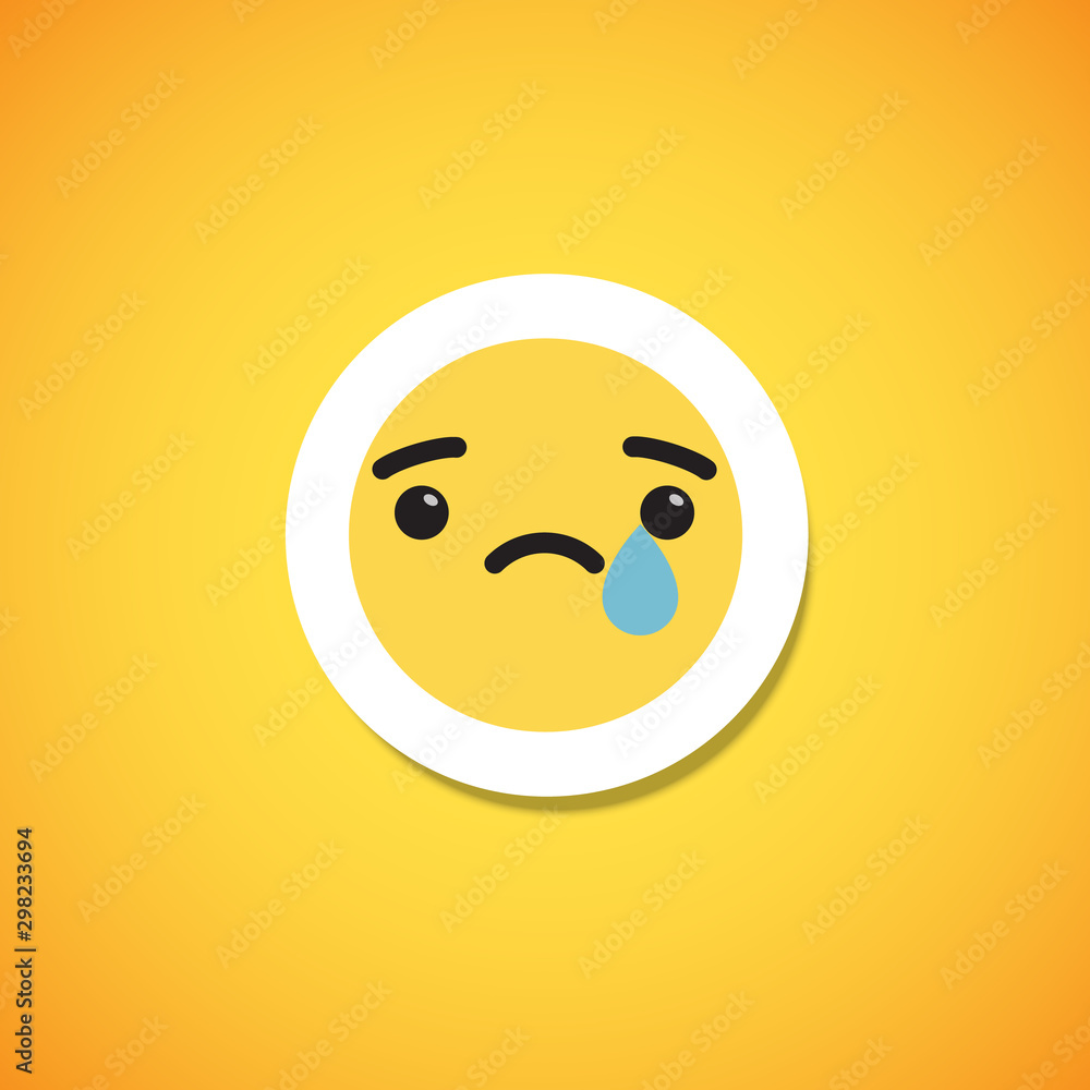 Fototapeta premium Yellow cute emoticon sticker, vector illustration