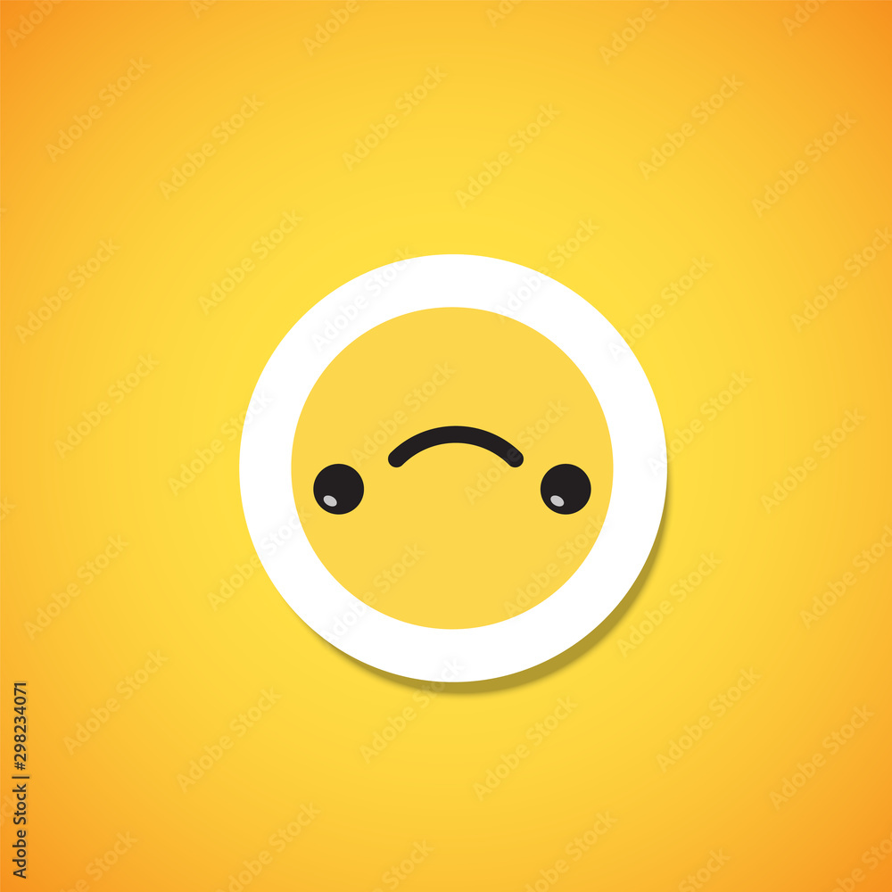 Fototapeta premium Yellow cute emoticon sticker, vector illustration