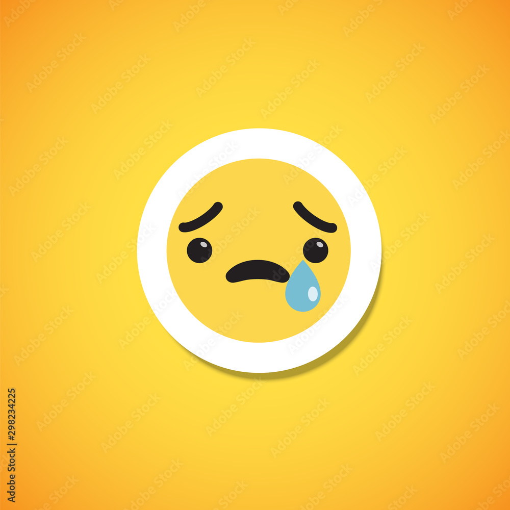 Fototapeta premium Yellow cute emoticon sticker, vector illustration
