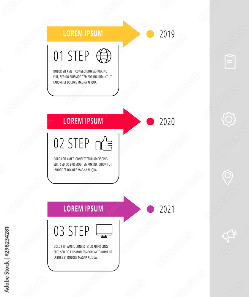 Line vector infographic flat template. Rectangles with arrows for three diagrams, graph, flowchart, timeline, marketing, presentation. Business concept with 3 labels Line vector infographic flat template. Rectangles with arrows for three diagrams, graph, flowchart, timeline, marketing, presentation. Business concept with 3 labels