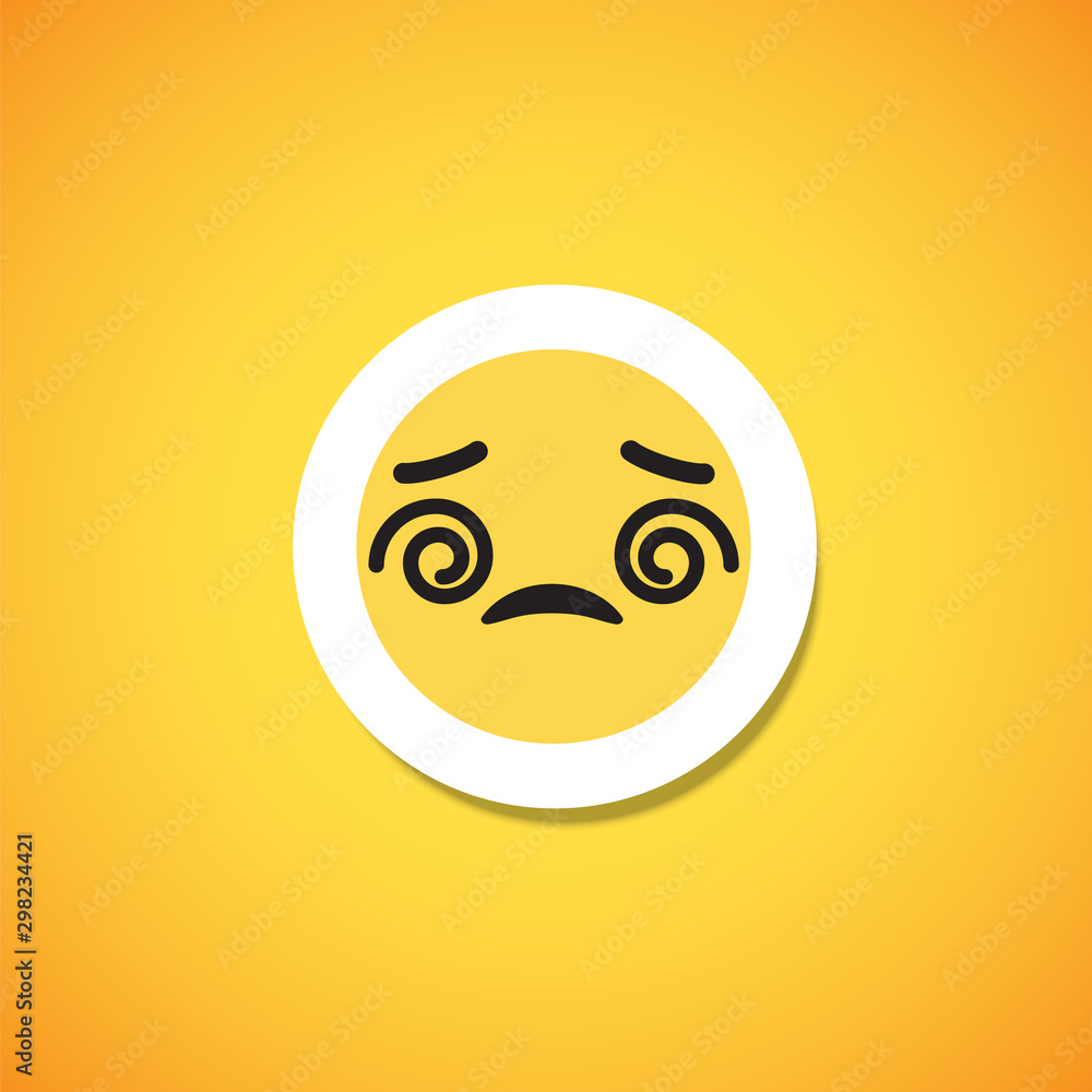 Fototapeta premium Yellow cute emoticon sticker, vector illustration