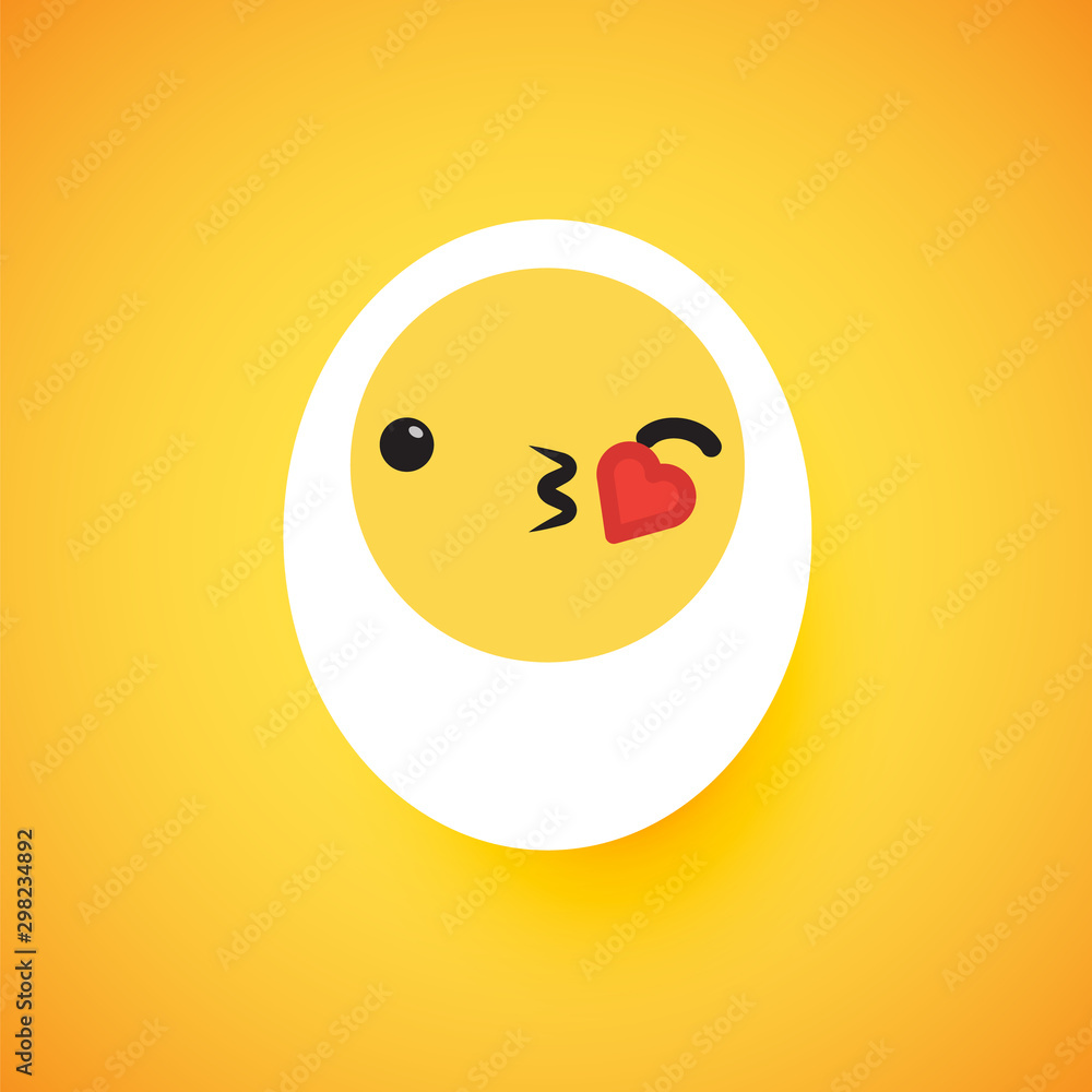 Cute egg emoticon face, vector illustration