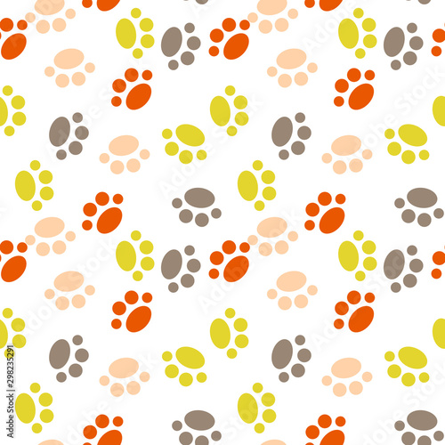 Fototapeta Naklejka Na Ścianę i Meble -  Seamless pattern with cute paws.A good choice for gift paper,wrapping,fabric printing,web page design.
