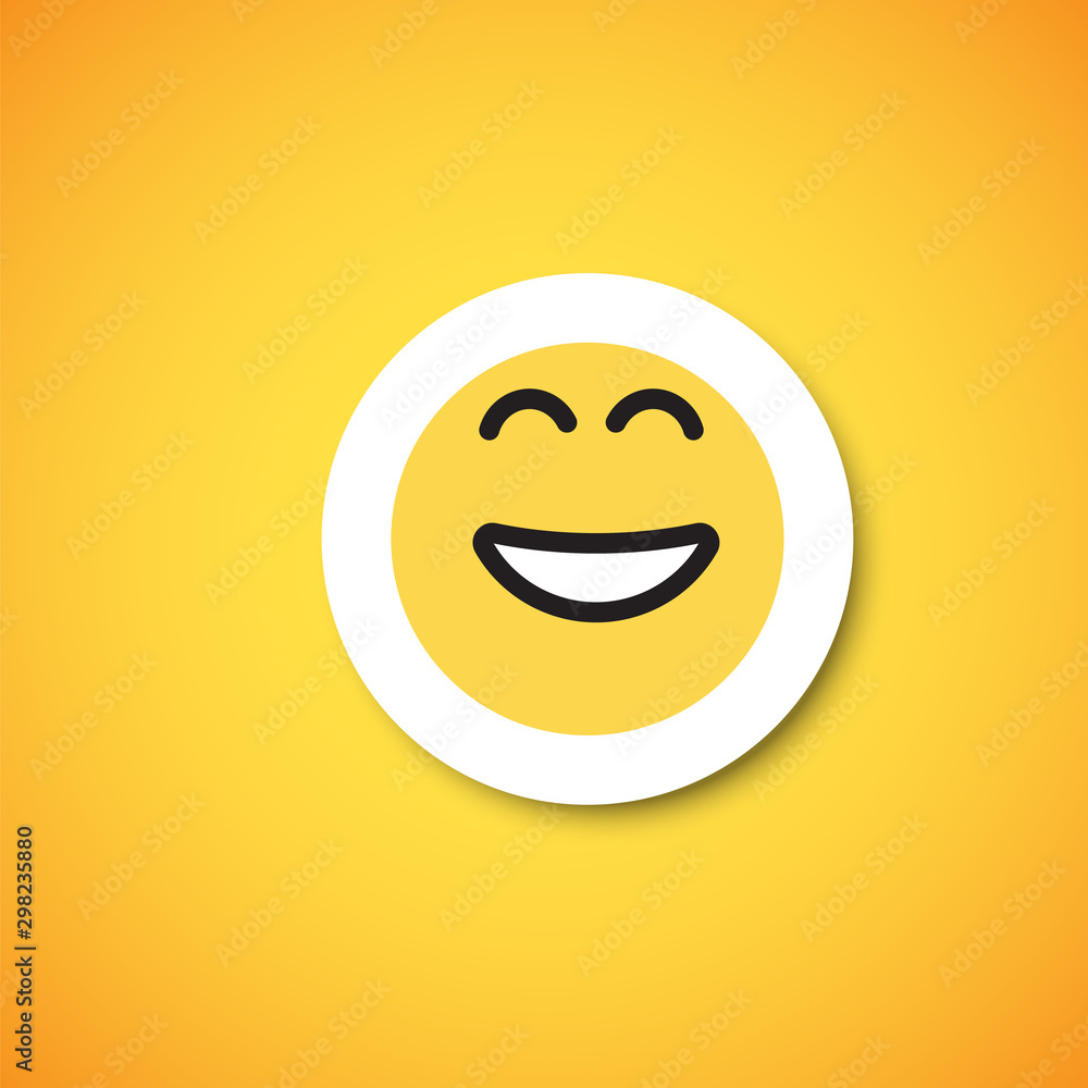 Fototapeta premium Yellow cute emoticon sticker, vector illustration