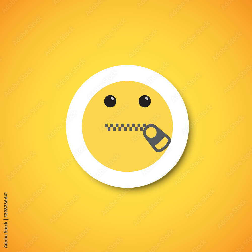 Fototapeta premium Yellow cute emoticon sticker, vector illustration