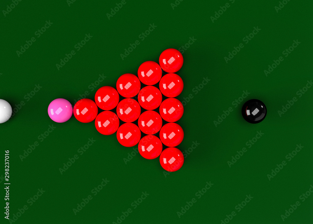 Snooker Billiards Balls Table Set Up 3D Render Snooker Billiards Balls Table Set Up 3D Render