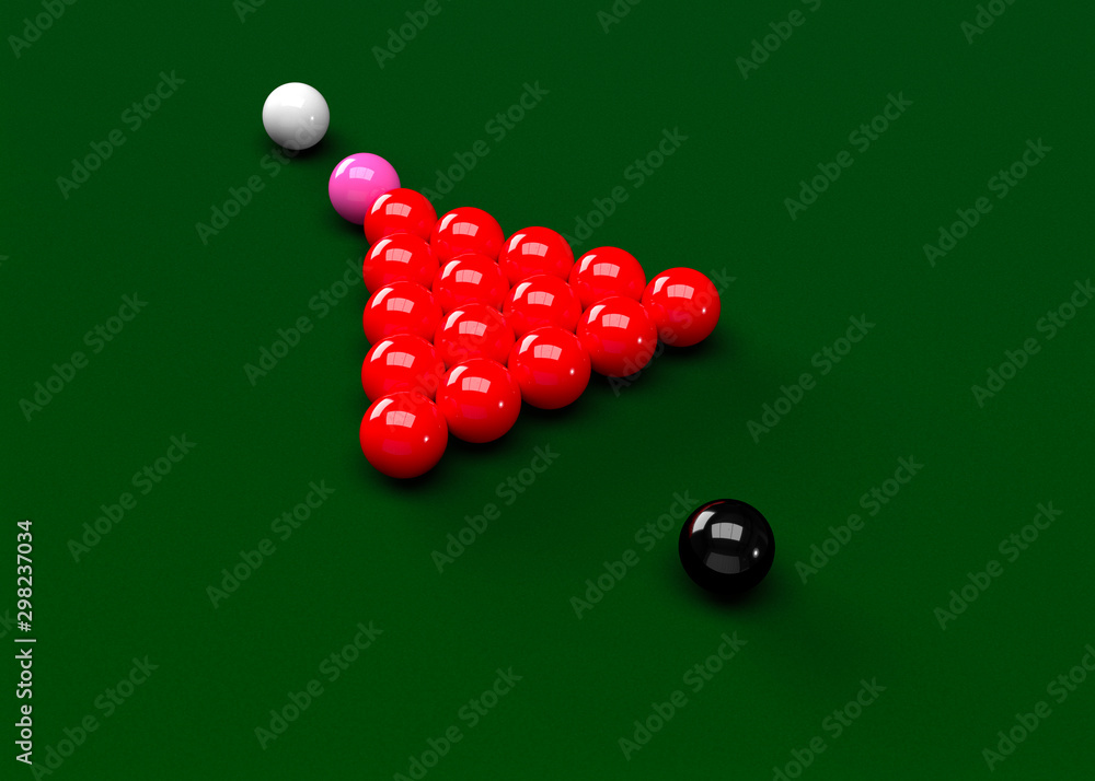 Snooker Billiards Balls Table Set Up 3D Render Stock Illustration
