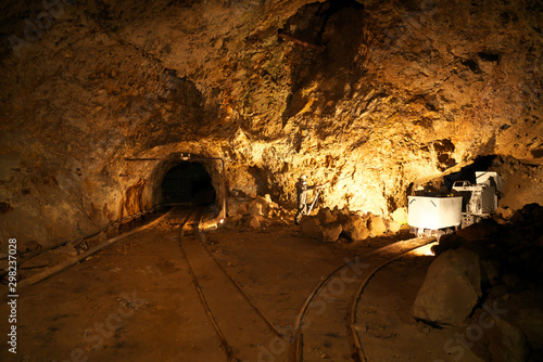 Fotografía Niigata,Japan-October 22, 2019: A pit in an abandoned gold mine in Sado island,