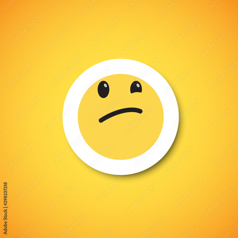 Fototapeta premium Yellow cute emoticon sticker, vector illustration