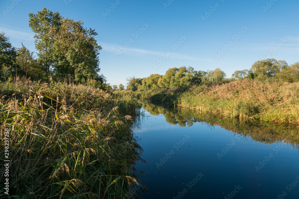 Biebrza river and Augostowski channel in Debowo, Podlaskie, Poland