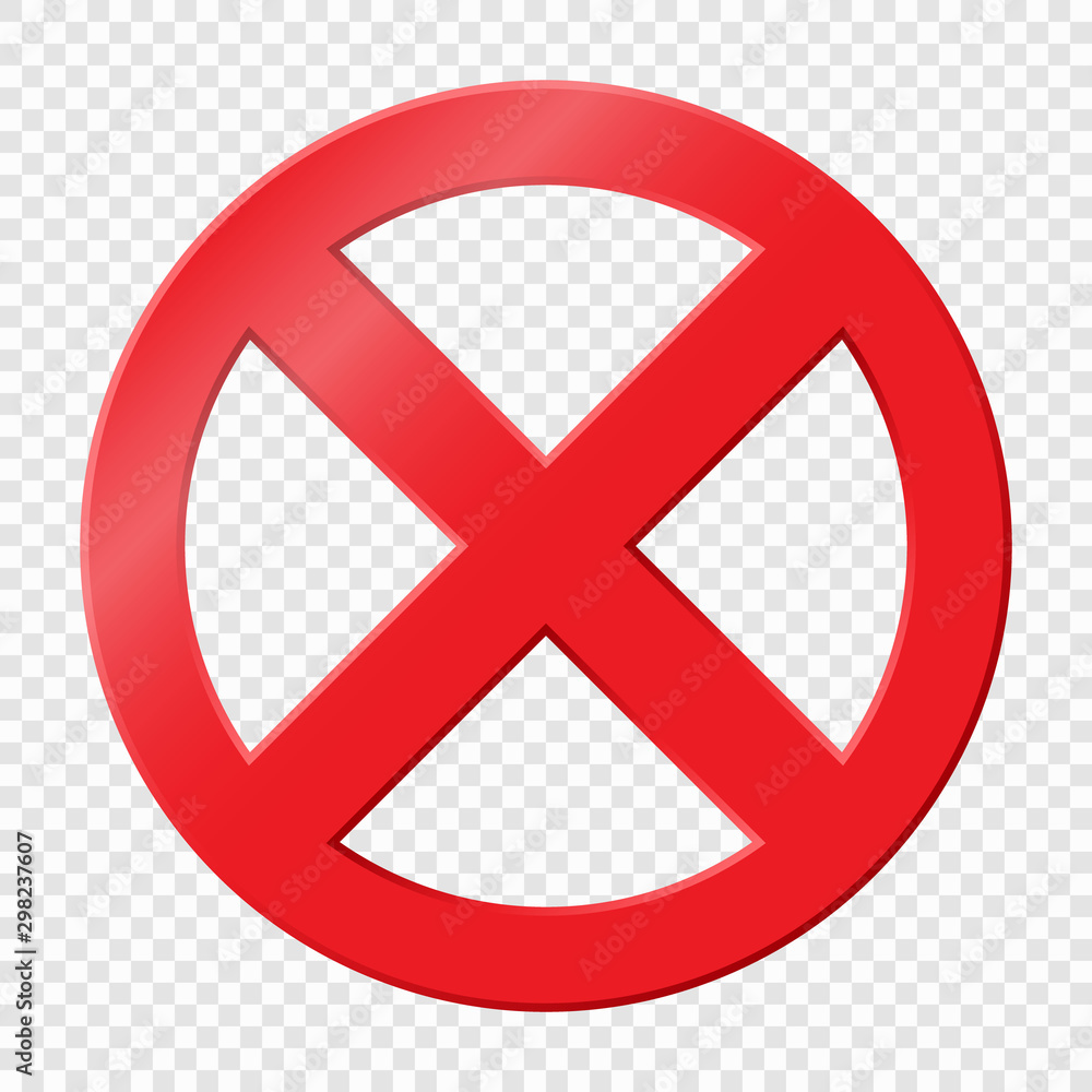 Prohibiting sign. Icon with red crossed circle
