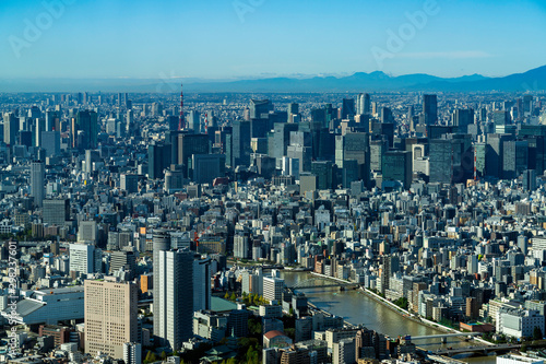 東京スカイツリーから見る街並み 東京タワー方面