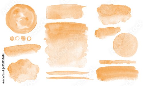 Orange watercolor stains Washes Set of brush strokes Invitation design