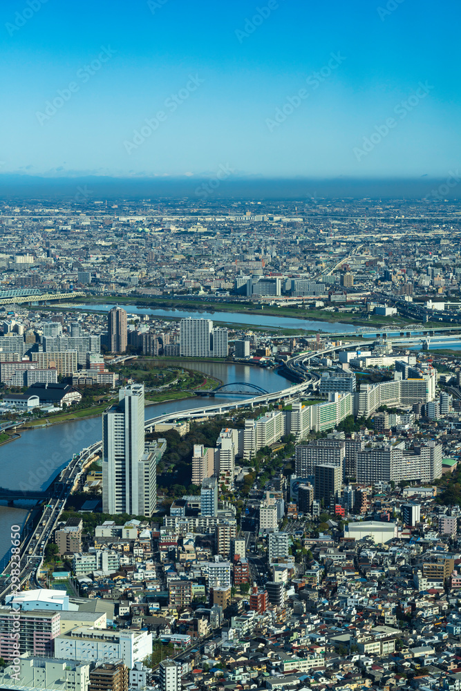 東京スカイツリーから見る街並み 北千住方面