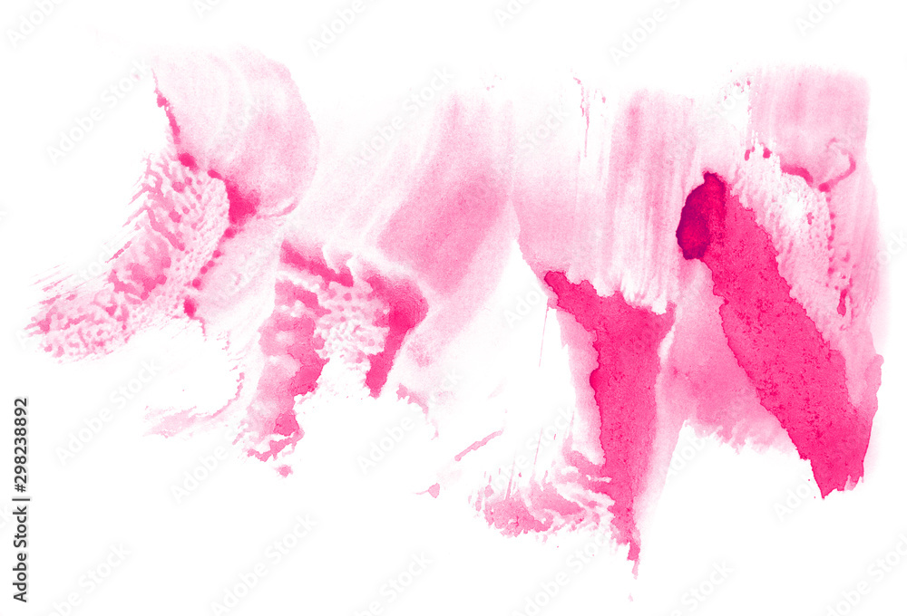Abstract watercolor background hand-drawn on paper. Volumetric smoke elements. Pink color. For design, web, card, text, decoration, surfaces. Abstract watercolor background hand-drawn on paper. Volumetric smoke elements. Pink color. For design, web, card, text, decoration, surfaces.