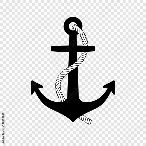 Nautical anchor with rope icon