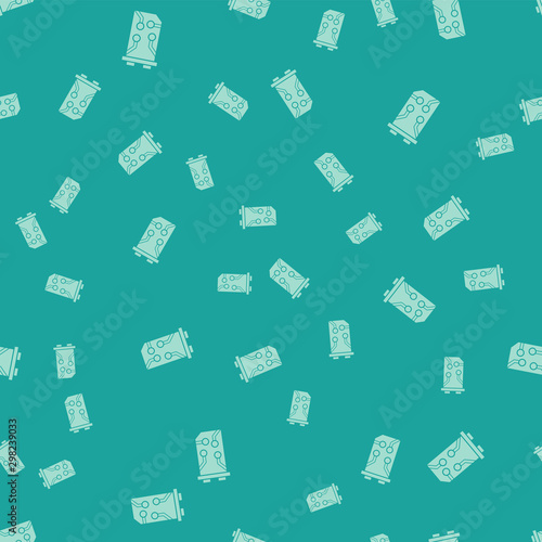 Green Video graphic card icon isolated seamless pattern on green background. Vector Illustration