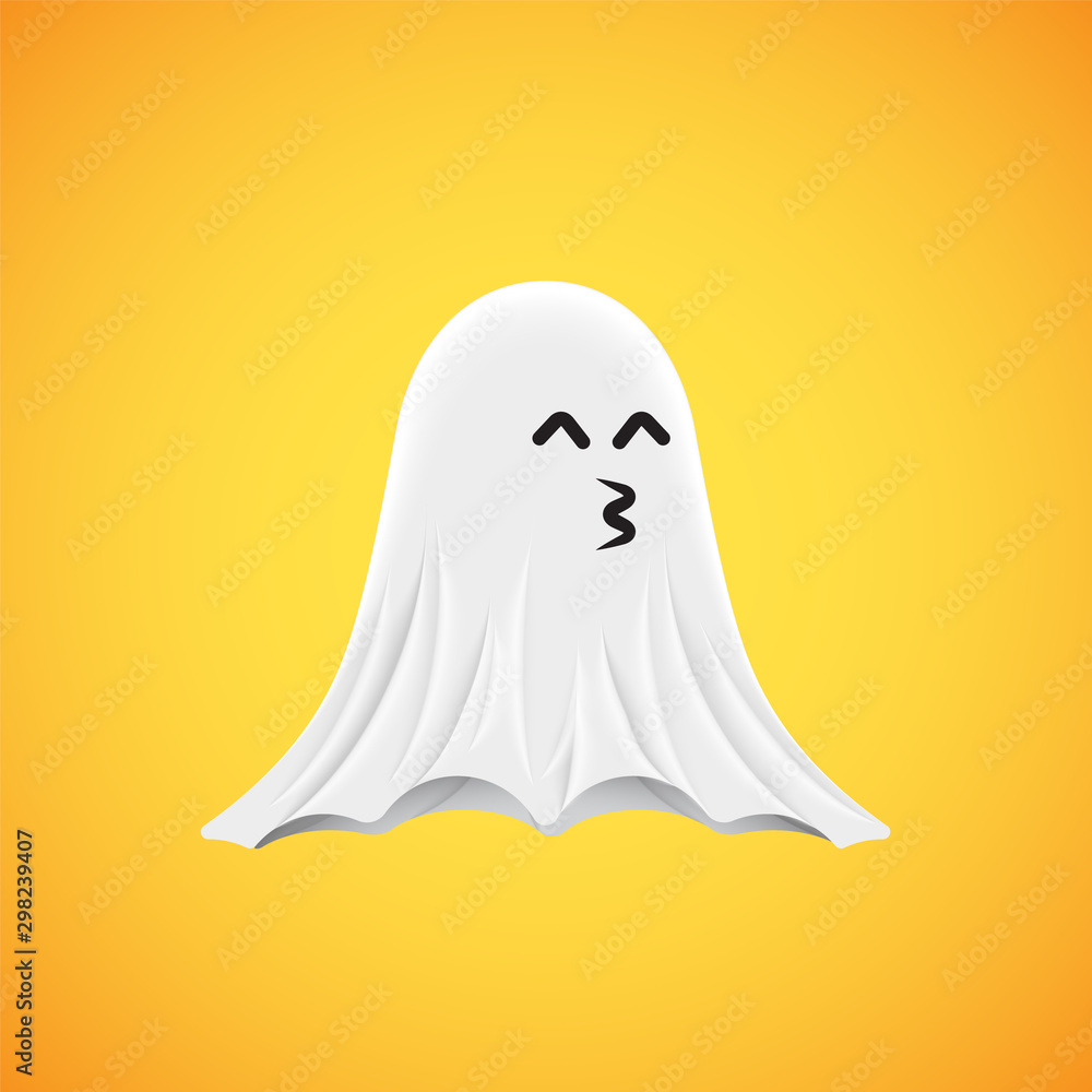High-detailed cute ghost emoticon, vector illustration