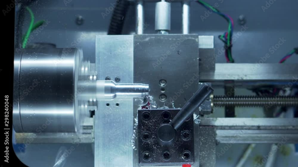 Desktop CNC lathe cutting chess pawn out of aluminum stock real time part 4 medium shot Desktop CNC lathe cutting chess pawn out of aluminum stock real time part 4 medium shot