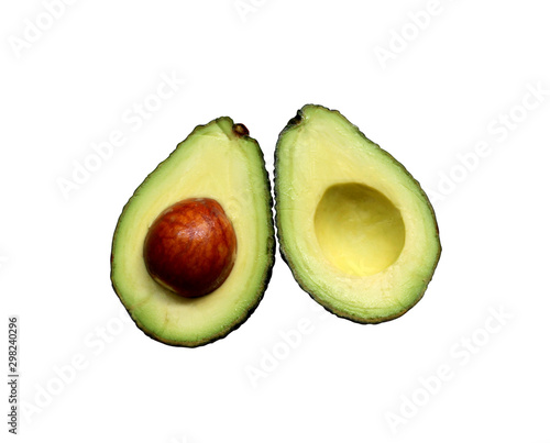 Avocado on a white background, Top view