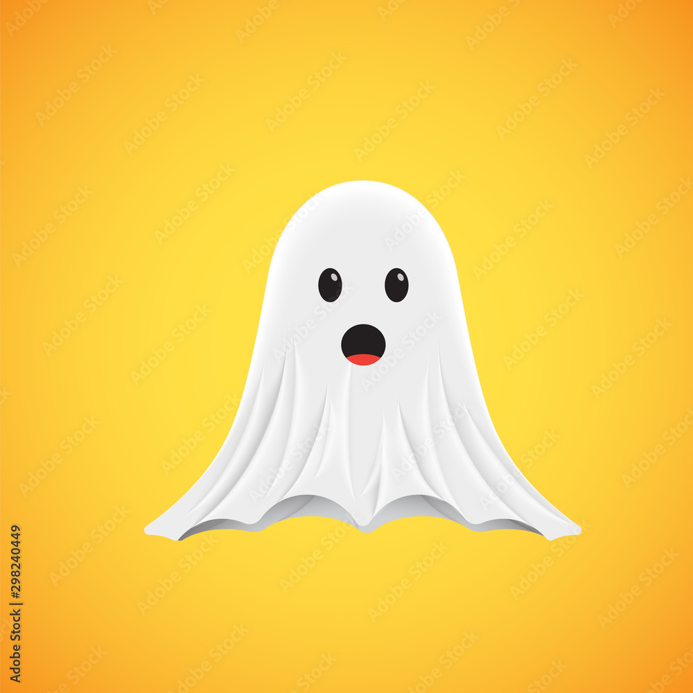 Obraz premium High-detailed cute ghost emoticon, vector illustration