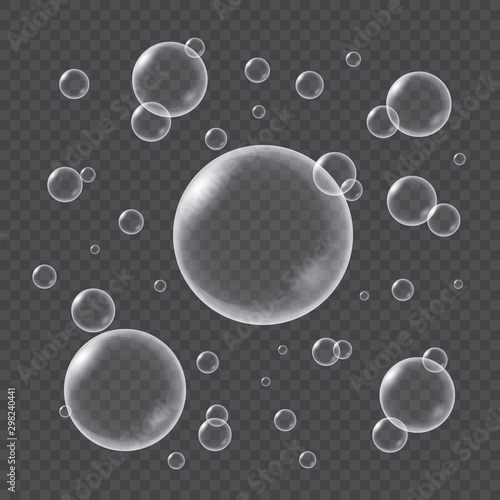 Realistic water bubbles isolated