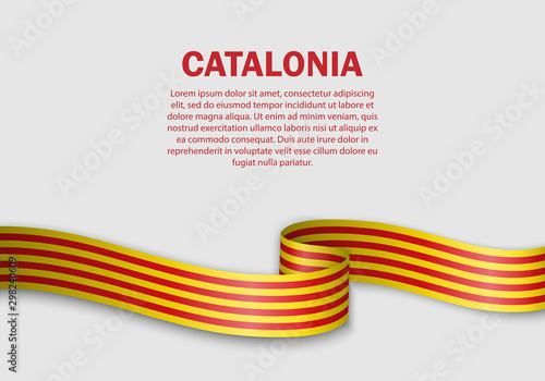 waving flag of Catalonia on white background