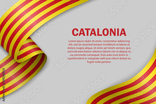 waving flag of Catalonia on white background photo