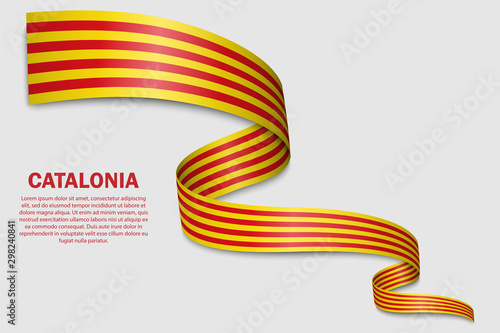waving flag of Catalonia on white background