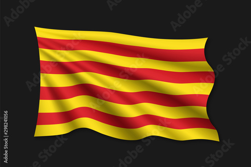 Canvastavla waving flag of Catalonia on white background