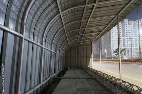 newly constructed street bus stand at night