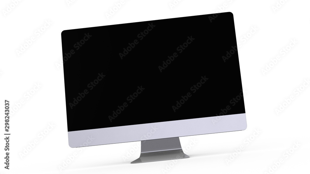 flat monitor white screen computer, pc display digital wide screen and slim 3d