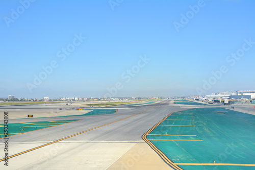 LOS ANGELES, CA, USA - MARCH 30, 2018 : The runway of Los Angeles LAX airport.