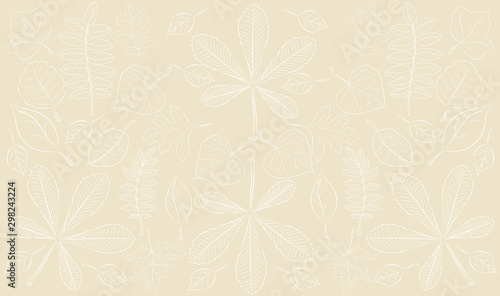 Patterned vector illustration of foliage on beige background
