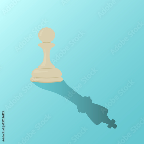 chess pawn dream become a king, shadow like king concept design vector
