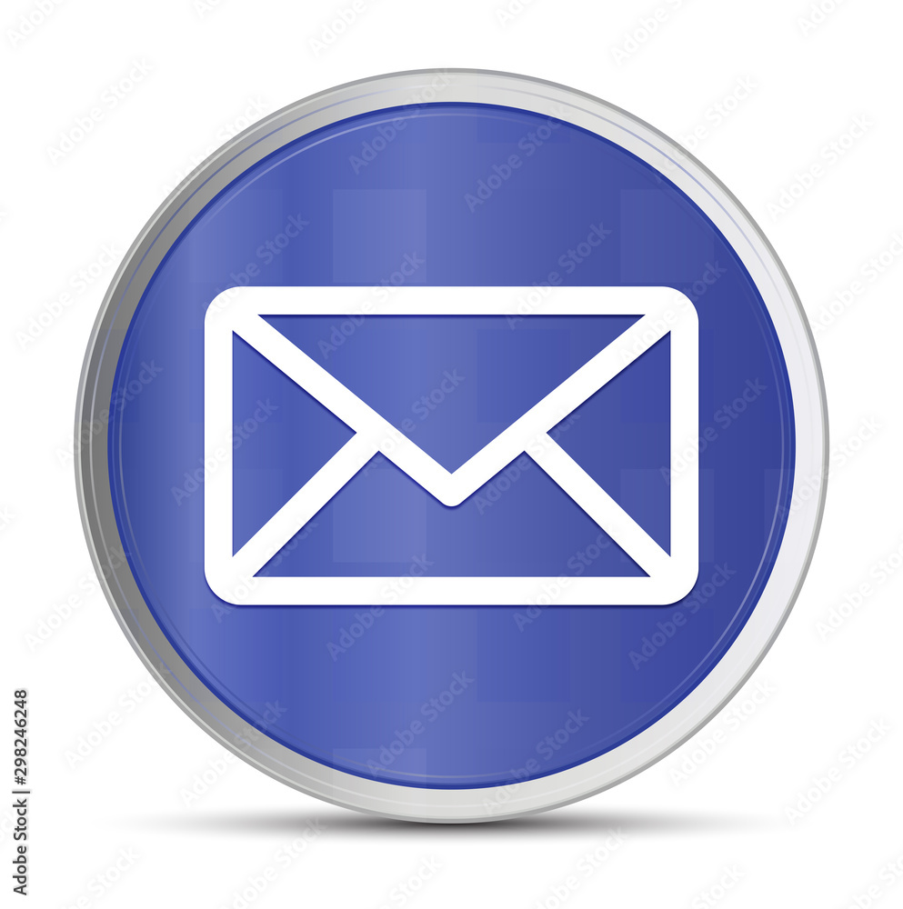 Email icon prime blue round button vector illustration design silver frame push button Email icon prime blue round button vector illustration design silver frame push button