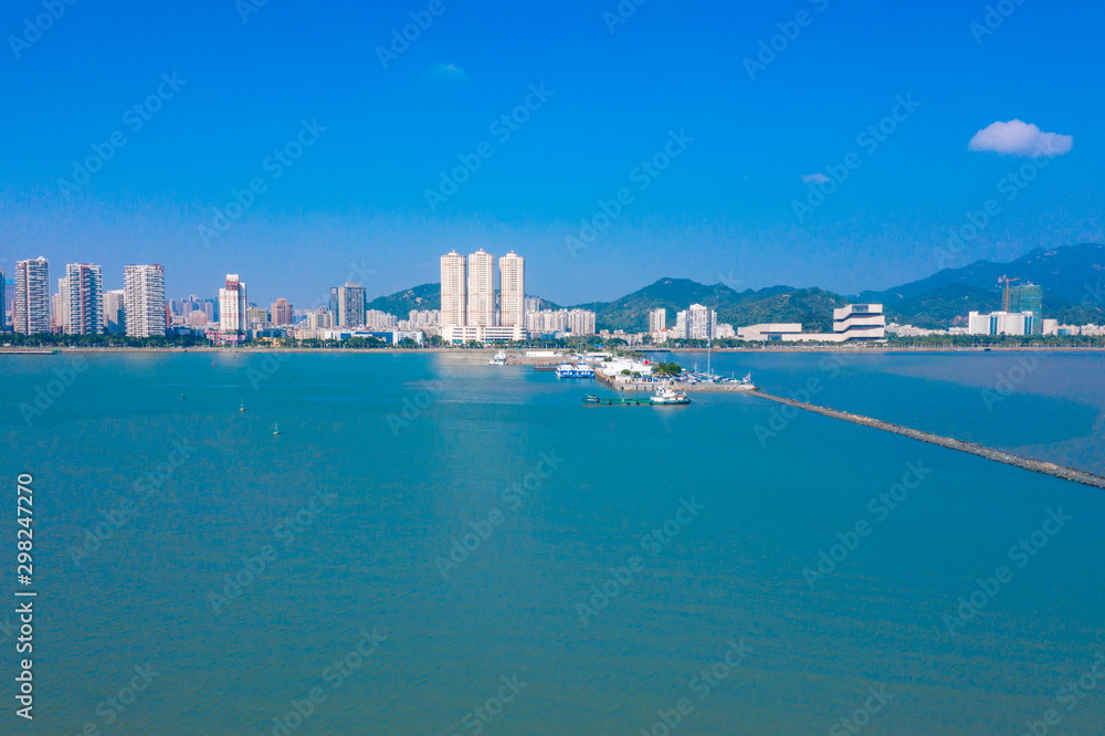 Waterfront view of CoupleS Road, Zhuhai City, Guangdong Province, China Waterfront view of CoupleS Road, Zhuhai City, Guangdong Province, China