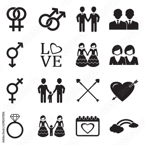 Homosexual Icons. Black Flat Design. Vector Illustration.